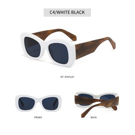 YAMEIZE Oversized Cat Eye Rectangle Sunglasses - for Women Men Trendy UV400 Square Glasses Classic Black Shades Driving