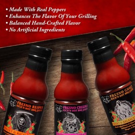 Tony Piggs Hot BBQ Sauce Fresno Ghost Flavor (19oz)- Great Condiment Topping for Wings, Ribs & Burgers at Summer Parties - Barbecue Sauce w Hot Sauce Heat from Fresh Peppers - Grilling Gift for Men