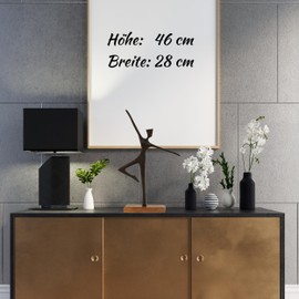 Lifestyle & More Sculpture Figurine Woman in Dance Position on Base Made of Wood/Metal Brown/Black 28 x 46 cm