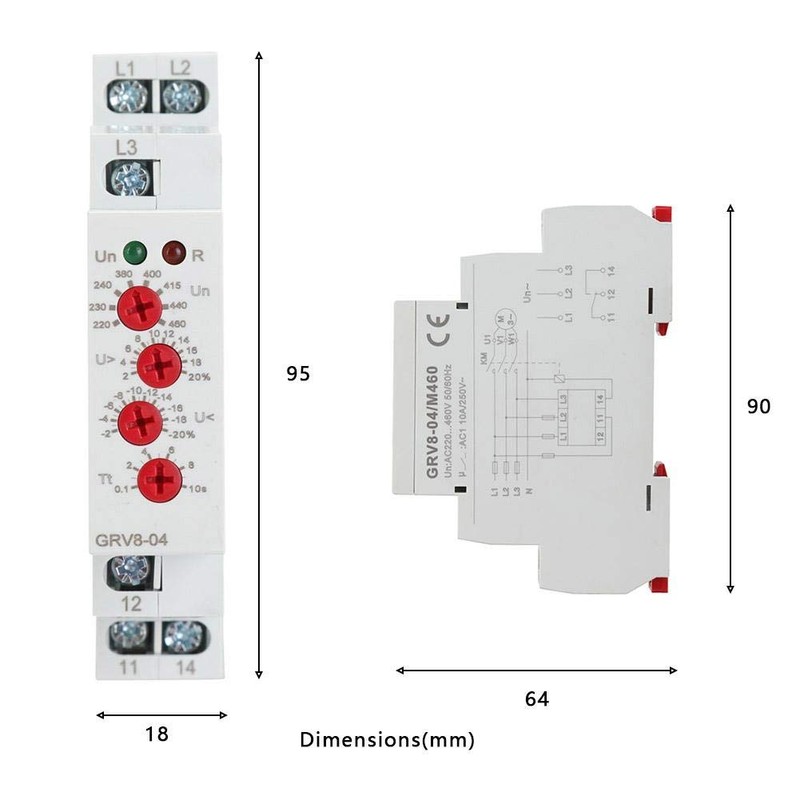 GRV8-04 M460 Voltage Relay,3-Phase Voltage Monitoring Relay Phase Sequence Phase