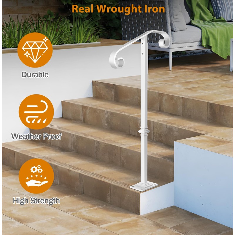 Zwinz Handrail Railing, Single Post Handrail Fits 1 or 2