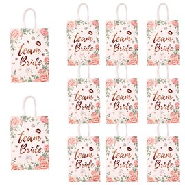 24 pcs Team Bride Gift Bags with Handles for Bachelorette Party Decorations Small Rose Gold Floral Bridesmaids Gifts Bags for Bridal Shower Engagement Wedding Favors Bride Tribe Hen Party Gift