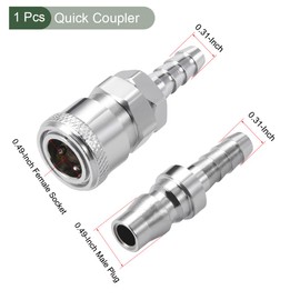 YOKIVE Quick Coupler, Air Hose Fitting | Connector Barb Quick Disconnect Set Great for Automotive, Home (Silver Tone, 8mm)