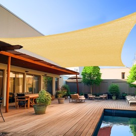 Shade&Beyond Shade&Beyond 8'x10' Sun Shade Sails Canopy Rectangle Sand 185GSM Shade Sail for Patio Deck Yard Backyard, (We Make Custom Size)