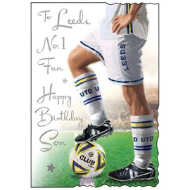Leeds Birthday Card for Son - Football Design - Leeds' No.1 Fan - Special Finishes and Illustrated Insert Leaf - Made in the UK