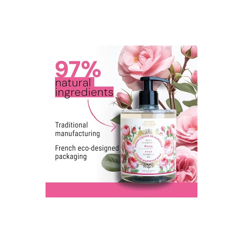 Panier des Sens Liquid Marseille Soap, Rejuvenating Rose, 16.9 Ounce