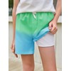 Haloumoning Boys Swim Trunks with Boxer Brief Liner Kids Gradient