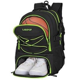 LARIPOP Gifts for Men,Basketball Backpack-Large Basketball Bag with Shoe Compartment and Ball Holder,Water Resistant for Sport Training Equipment Fits Soccer,Volleyball,Gym,Travel Gifts