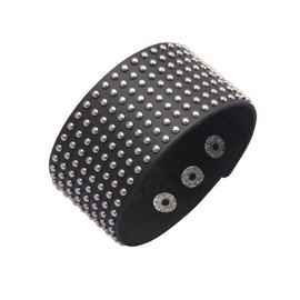 GelConnie Leather Cuff Bracelet Punk Braided Bracelets Rock Leather Wristbands Faux Mens Leather Bracelet Gothic Viking Bangle Adjustable Wrap Bracelet for Women,Men, 9.4 inches, Leather