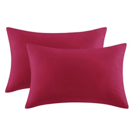 Aisbo Housewife Pillowcases 2 Pack - Red Standard Pillow Case Set of 2, Soft Pair of Microfiber Plain Pillow Cover 50x75 cm with Envelope Closure