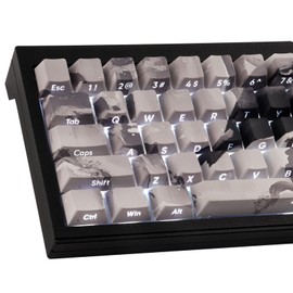 Tsungup PBT Side Printed Keycaps,135 Keys Dye Sub Shine Through Keycap Set,Gray White Inked Bird Custom Keycaps Cherry Profile Keycaps for Cherry MX Switches Mechanical Keyboards