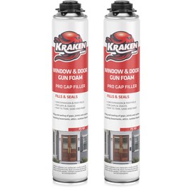 Kraken Bond Window & Door Expanding Foam Spray - (2x32oz) Professional Gap Filler, Low Expansion Polyurethane Spray Foam for Holes, Gun Use, Gun&Cleaner NOT Included - 2 Pack