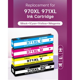 970 971XL Ink Cartridge Combo Pack for Officejet Pro X576dw X451dn X451dw X476dw X476dn X551dw Printers, Replacement for HP Ink 970 and 971 Cartridge (4-Pack, CN625AM CN626AM CN623AM CN624AM)