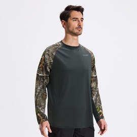 LOOGU Men's UPF 50+ UV Sun Protection SPF Rash Guard Lightweight Long Sleeve Camo Shirts Outdoor for Fishing Hiking