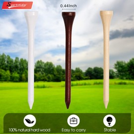 sportstider Golf Tees, 3 1/4Inch, 77 Count,Professional Deluxe Wooden Golf Tee, More Than 20 Colors Combination, Natural Hard Wood Golf Tee (White & Cherry & Wood)