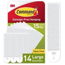 Command 15 lb Large Picture Hanging Strips 14 Pairs (28 Command Strips), Damage Free Picture Hangers, No Tools Wall Hangers for Home Decor, White Adhesive | Command