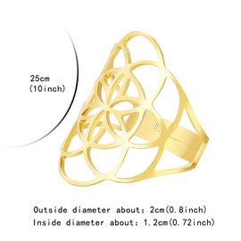 AFSTALR Flower of Life Ring, Large Hollow Finger Rings, Adjustable Filigree Flower Ring Band for Women, Stainless Steel