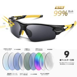 BEACOOL Sports Sunglasses, TR90 TAC, Lightweight, Polarized Lenses, Baseball, Cycling, Running, Mountain Climbing, Fishing, Golf, Driving, UV400, UV Protection, Unisex, Safe, Clear (Black & Yellow)