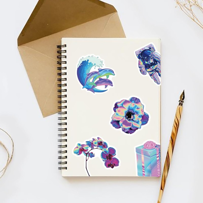 AORHOFJ Pack of 50 Neon Stickers, Waterproof Vinyl Stickers, Decals