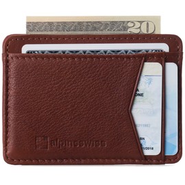 Alpine Swiss RFID Minimalist Oliver Front Pocket Wallet For Men Leather York Collection Soft Nappa Tan