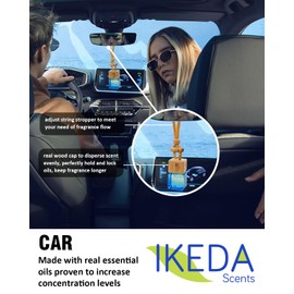 Ikeda scents Car Air Fresheners for Men | Car Fresheners with Odour Eliminator Technology | Long Fragrant Car Accessories for Women | Strong Car Scents Perfume Hanging Diffusers | Ikeda Air Freshener Car (Dark)