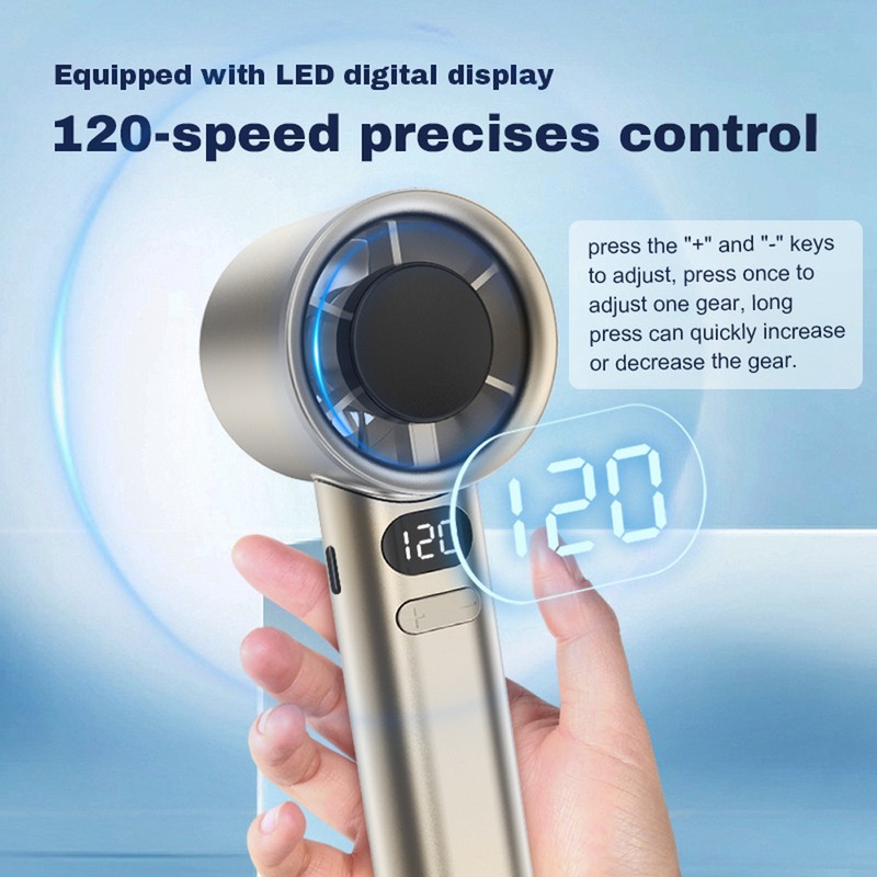 Handheld Fan High-Speed Portable Turbofan USB Rechargeable Electric Fan with