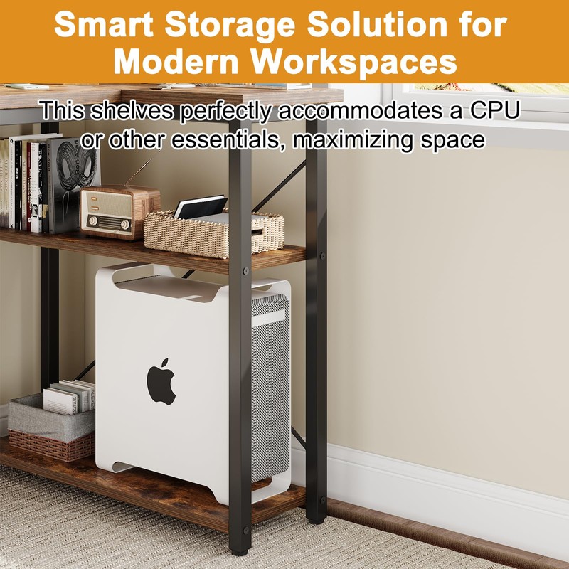 Grandder L Shaped Computer Desk with Reversible Shelves, 40 Inch