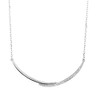 Sterling Silver 925 Curved Bar Necklace with CZ Stone Double