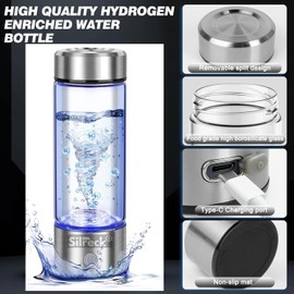 Silreck 2025 Premium Hydrogen Water Bottle - 450ml | Up to 4000 PPB | Mineral Water Bottle Compatible & Portable Hydrogen Generator | BPA-Free Hydrogen Bottle Rechargeable with Cleaning Brush