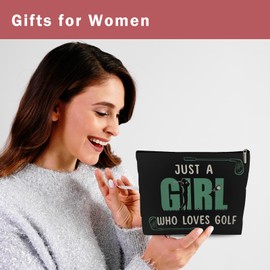 Lyiibb Golf Makeup Bag, Golf Gifts for Golfers, Inspirational Present for Women Golfers, Friendship Birthday Gifts, Christmas Gifts for Her, Just A Girl Who Loves Golf