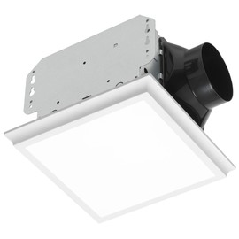 Homewerks 7141-50-G4 Bathroom Fan Integrated LED Light Ceiling Mount Exhaust Ventilation Ultra Quiet 0.7 Sones 50 CFM, White