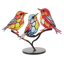 Gatuida Decorative Bird Sculpture Creative Metal Bird Figurine with Base Unique Desktop Decor for Living Room Bedroom Study Vivid Home Decoration