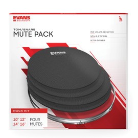 Evans Soundoff Drum Mute Pads - Full Box Pad Set - Mutes Pack - 4 Tom/Snares - Great for Silencing Acoustic Kits to Practice - Rock - 4-Pack