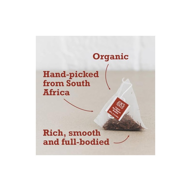 Joe's Tea Rest-Repeat Rooibos Organic Pyramid Tea Bags, 15-Count