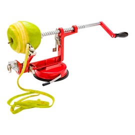 Restaurantware Met Lux Red Manual Apple Peeler/Slicer/Corer - Professional, Stainless Steel Blade - 11 3/4" x 4 1/4" x 5 1/4" - 1 Count Box