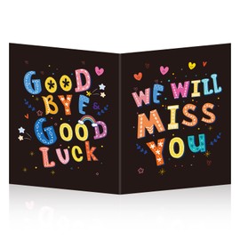 Jumbo-Abschiedsgrußkarte, 28x44cm Abschiedsgeschenkkarte mit Umschlag Abschiedskarte für Kollegen Viel Glück-Karte Geschenk für Kollegen Freunde (Schwarz)