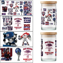 Jemattely 4Pcs Football Team Cup Wraps UV DTF Cups Stickers for 16oz Glass Decals Waterproof AFC Rub on Transfers Vinyl Stickers for Glass Cups Fridge Wall Furniture Car DIY Craft(7)