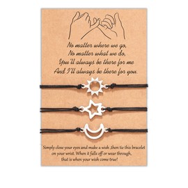 Tarsus Friendship Bracelet, Pinky Promise Unbiological Sister Bracelets Distance Matching Jewelry Gifts for 3 Women Best Friends Teens