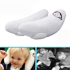 Baby Adjustable Head Neck Support - Banana Shape Travel Pram Pillow Cushion, Headrest for Car Seat Pushchair Stroller Rocker