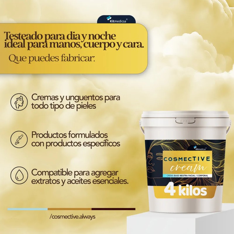 Crema Base Neutra Facial Corporal Premium Sin Parabenos 4kg -