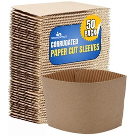 1InTheOffice Corrugated Coffee Cup Sleeves For 10oz 12oz 16 oz (50 Pack)