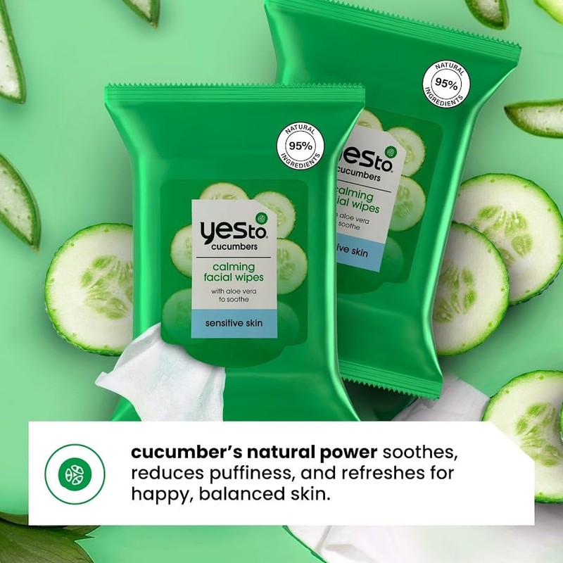 Yes To Face Wipes for Women and Men, Sensitive Facial