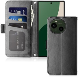 AQUOS R7 Case Notebook Type Small Bull Print Card Storage Cover (Black, AQUOS R9)