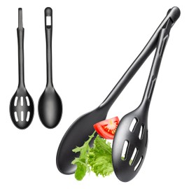 Hausfelder Salad Servers Black Two-Piece Salad Servers and Salad Tongs Plastic (Black)