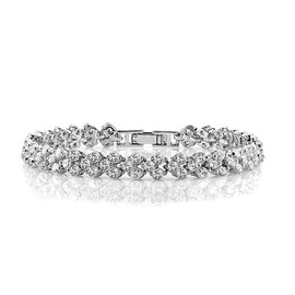 Acefeel White Gold Plated Full CZ Austrian Crystal Bridal Wedding Jewelry Tennis Bracelet for Women B057