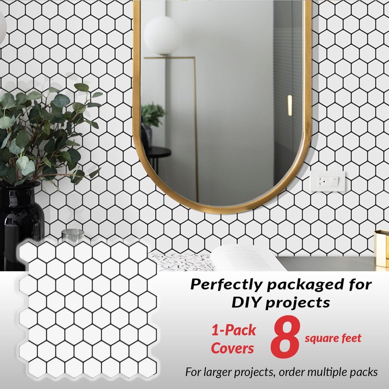 DÉCOR WOW Peel & Stick Backsplash for Kitchen & Bathroom,