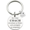 Stainless Steel Keyring with Engraving "Ein Toller Coach ist schwer