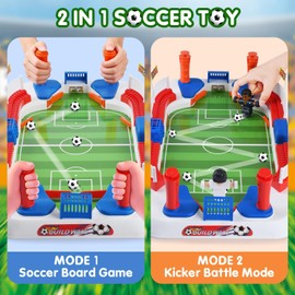 WeeHomm 2-in-1 Tabletop Foosball Soccer Board Game Kids Mini Football Arcade Toy Boys Birthday Gifts 4-12 Years Old Portable Indoor Party Activity Set
