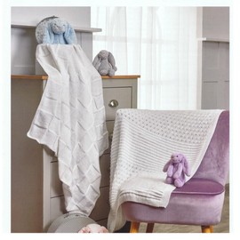 4ply Knitting Pattern for Baby Checkerboard or Lace Pram Cot Blanket (UKHKA 233)