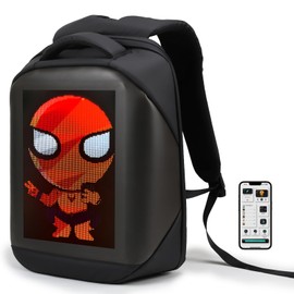 XQCK LED Backpack with App Control,16 Inch Cool DIY Pixel Art Animation Programmable Screen Laptop Backpack,Travel, Motorcycle Backpack